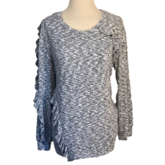 VINTAGE AMERICA Size M Super Soft Gray Ruffled Sweater - Picture 1 of 8